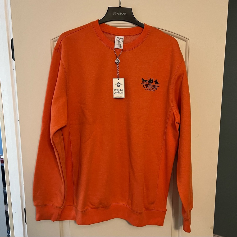 NWT - CROOKS AND CASTLES - SIZE XL -  Crewneck Sweatshirt - Orange and Black